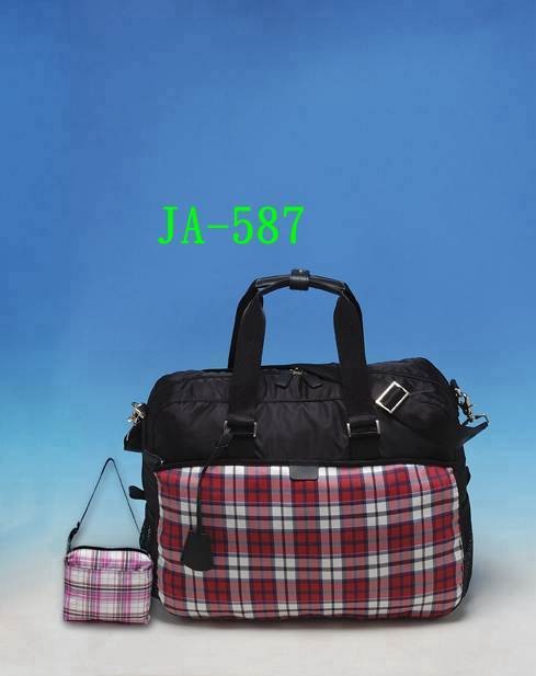 JA-587-經典蘇格蘭格子紋新穎旅行袋附隨身包